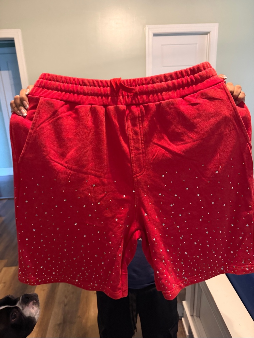 Men's Red Athletic Shorts with Stud Accents-Brand new no tags